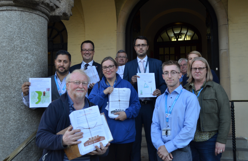 Mike joining local councillors and community activists to hand in petitions with more than 10,000 signatures opposing building on Green Belt sites