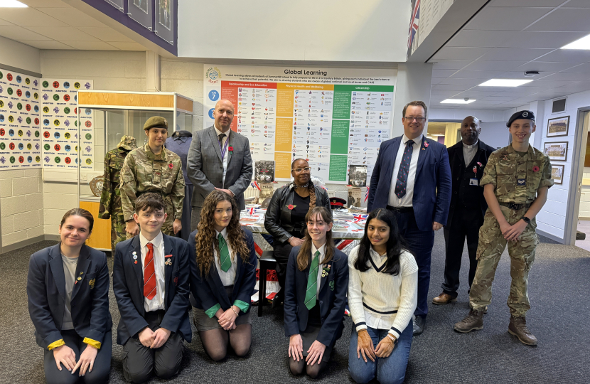 Mike with students and staff following the Summerhill School assembly