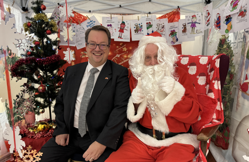 Mike with Santa to open the Wordsley Christmas Bazaar