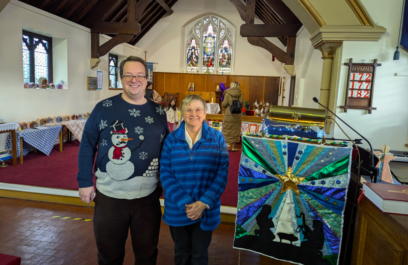 Mike Wood MP with Licensed Lay Minister Christine Knight at the Church of the Ascension Crib Festival in Wall Heath