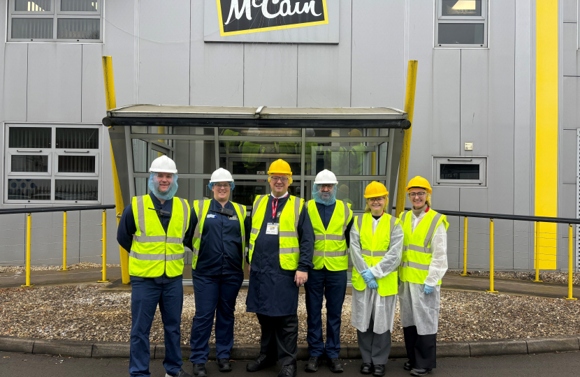 Mike with Plant Manager Adam Moloney and others at McCain Foods Wombourne