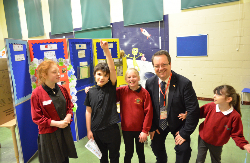 Mike with students at Pens Meadow School for Child Friendly Dudley exhibition