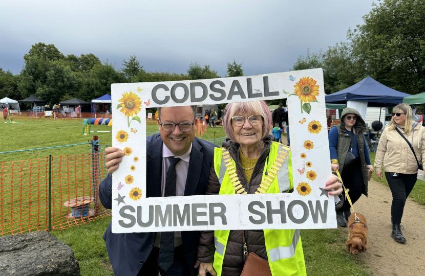 Mike with Cllr Meg Barrow at Codsall Summer Show