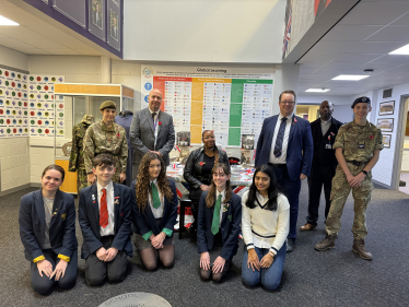 Mike with students and staff following the Summerhill School assembly