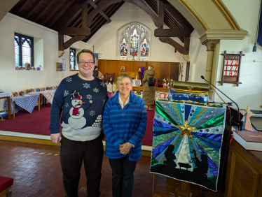 Mike Wood MP with Licensed Lay Minister Christine Knight at the Church of the Ascension Crib Festival in Wall Heath