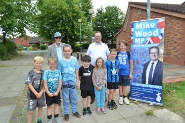 Mike with Cllr Phil Davis and young residents at Perton Library during Mike's Summer Tour