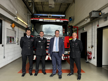 Mike with Stuart Ruckledge (Station Manager), James Green (Lead Officer) and Russ Brown (Station Manager) at Bilbrook and Codsall Community Fire Station