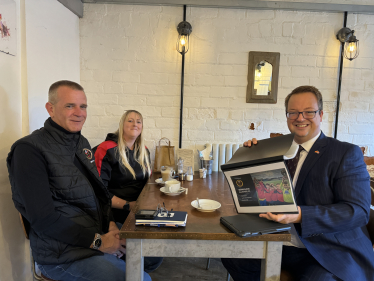 Mike with Wombourne Allstars Football Club Development Officer Matt Cross and Social Media Marketing Officer Emma