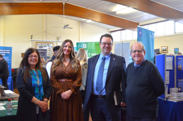 Mike with the DWP and exhibitors at his 2023 Apprenticeship Fair